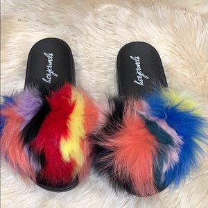Rainbow Fur Sandals